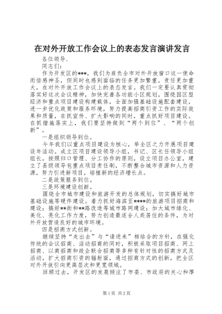 在对外开放工作会议上的表态发言稿演讲发言稿