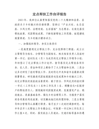 定点帮扶工作自评报告