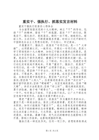 重实干、强执行、抓落实发言材料提纲范文