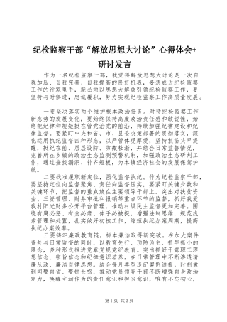 纪检监察干部“解放思想大讨论”心得体会+研讨发言稿