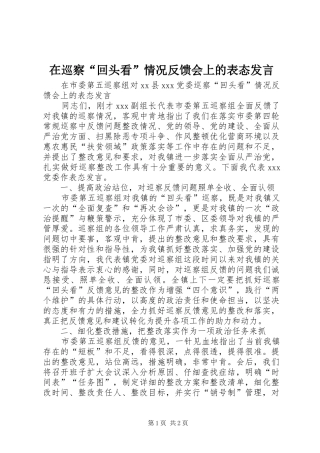 在巡察“回头看”情况反馈会上的表态发言稿