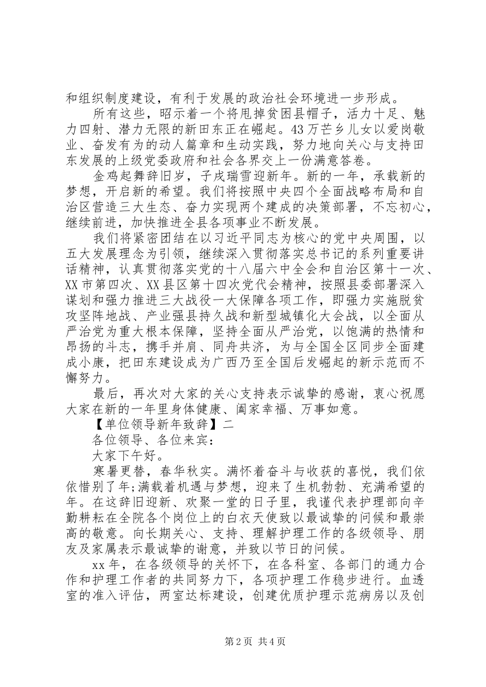 20XX年单位领导新年演讲致辞精选三篇_第2页