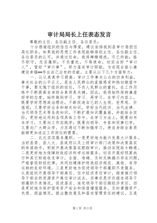 审计局局长上任表态发言稿