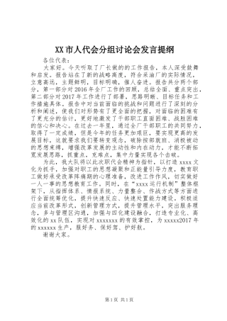 XX市人代会分组讨论会发言材料