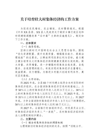 关于培育壮大村集体经济的工作方案