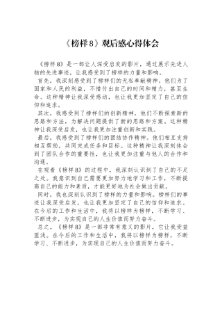 《榜样8》观后感心得体会