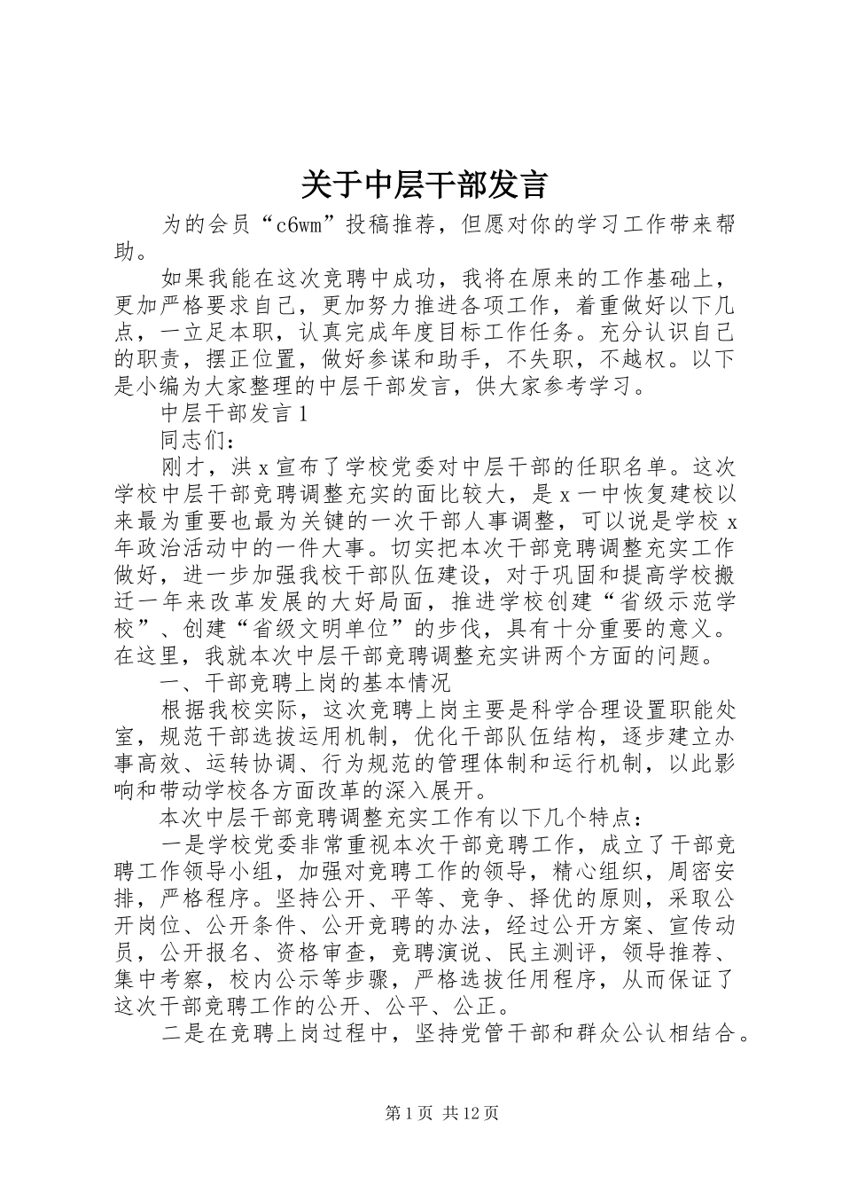 关于中层干部发言稿_第1页