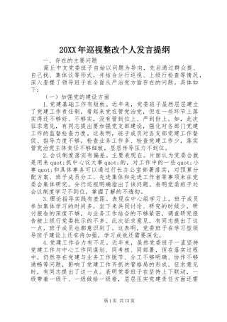 20XX年巡视整改个人发言材料