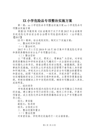 XX小学危险品专项整治实施方案