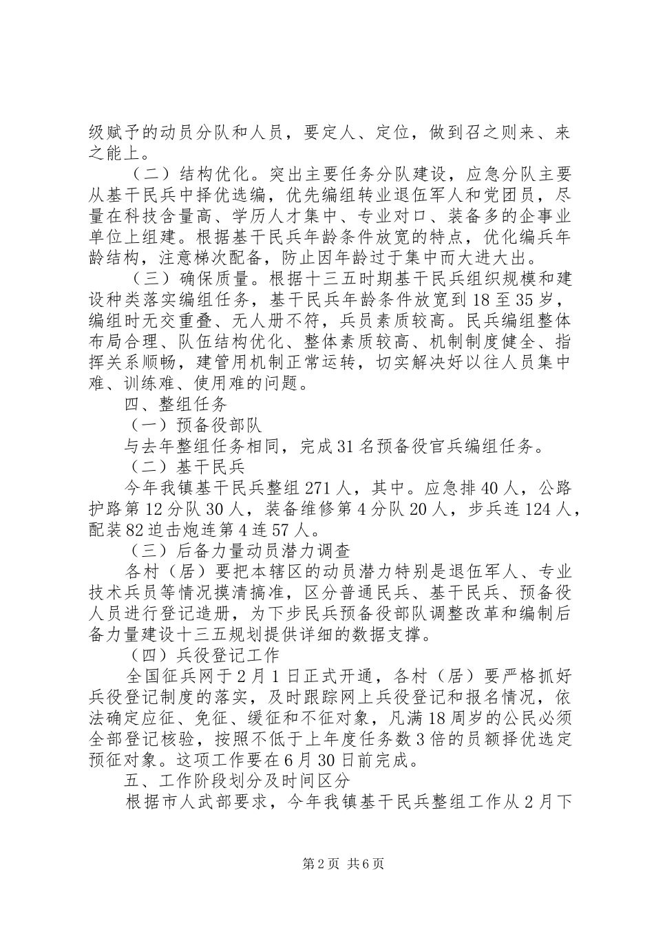 XX年XX镇基干民兵整组方案_第2页