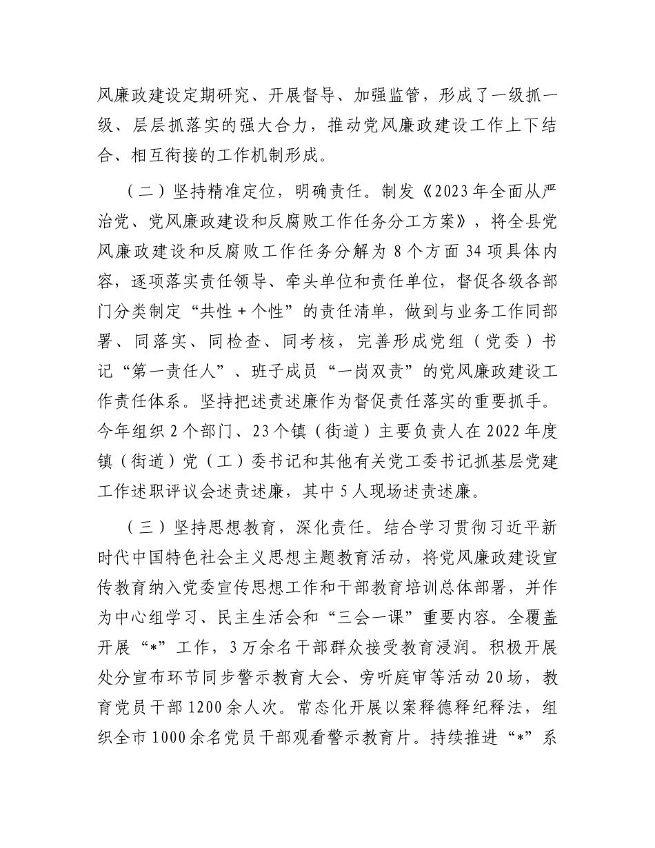 县政府关于2023年度落实党风廉政建设责任制情况的报告_第2页