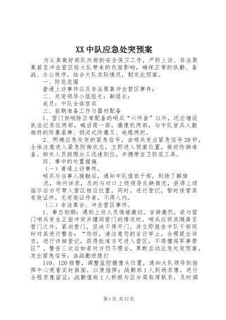 XX中队应急处突预案