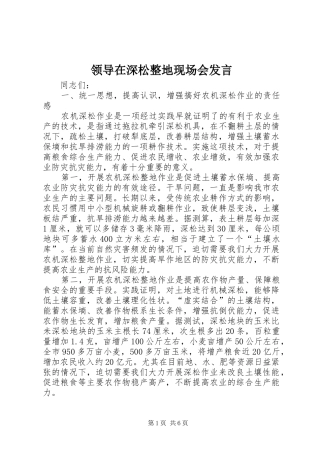 领导在深松整地现场会发言稿