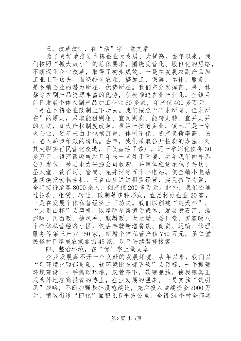 县乡镇企业会上的发言材料提纲_第3页