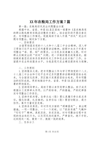 XX年农粮局工作方案7篇