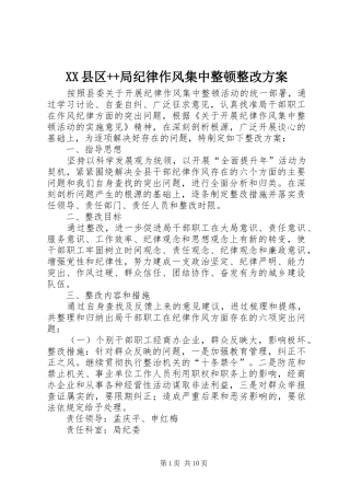 XX县区++局纪律作风集中整顿整改方案