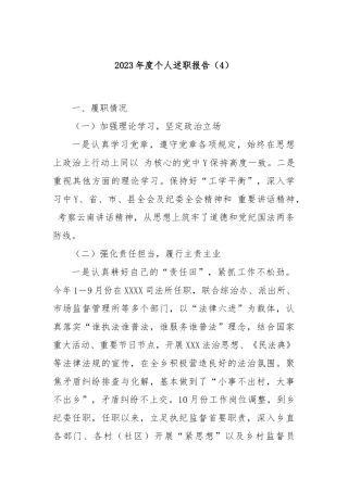 2023年度乡镇政府分管司法班子个人述职报告