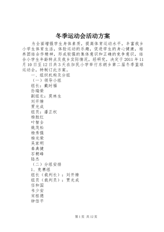 冬季运动会活动方案