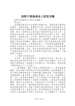 挂职干部座谈会上的发言