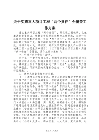 关于实施重大项目工程“两个责任”全覆盖工作方案