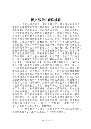 团支部书记竟职演讲稿 (2)