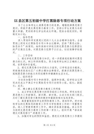 XX县区第五初级中学打黑除恶专项行动方案