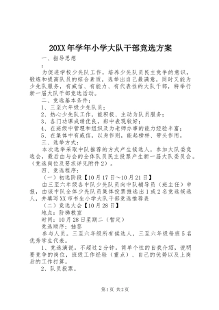 20XX年学年小学大队干部竞选方案