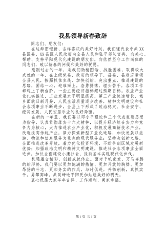 我县领导新春演讲致辞