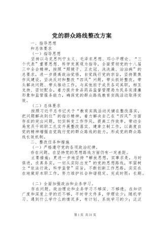 党的群众路线整改方案
