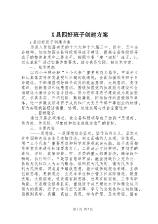 X县四好班子创建方案