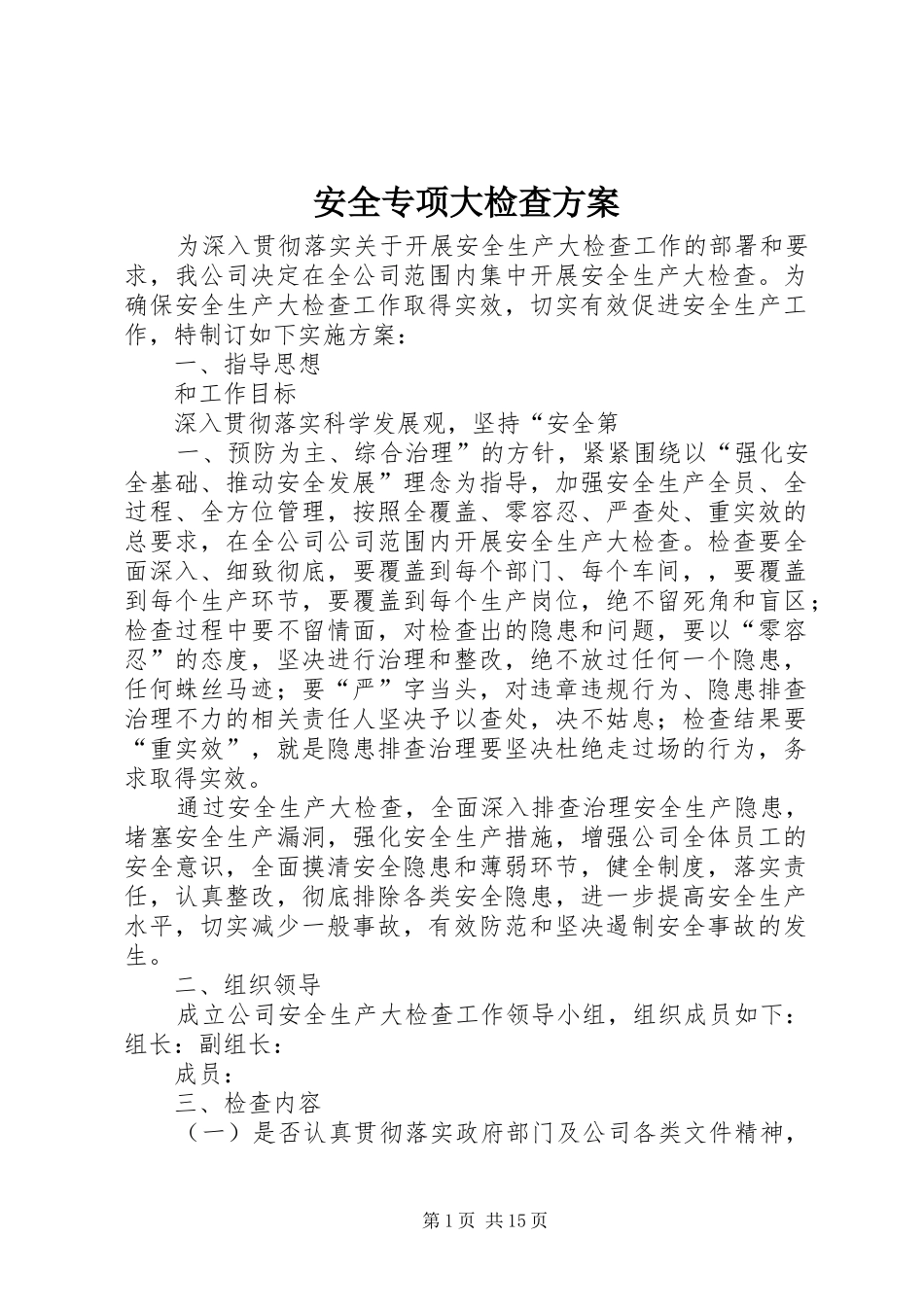 安全专项大检查方案_第1页