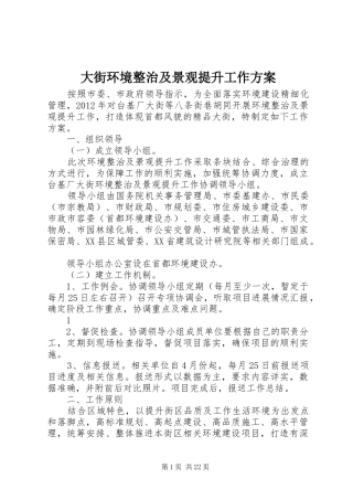 大街环境整治及景观提升工作方案