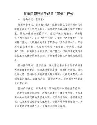 某集团领导班子成员“画像”评价