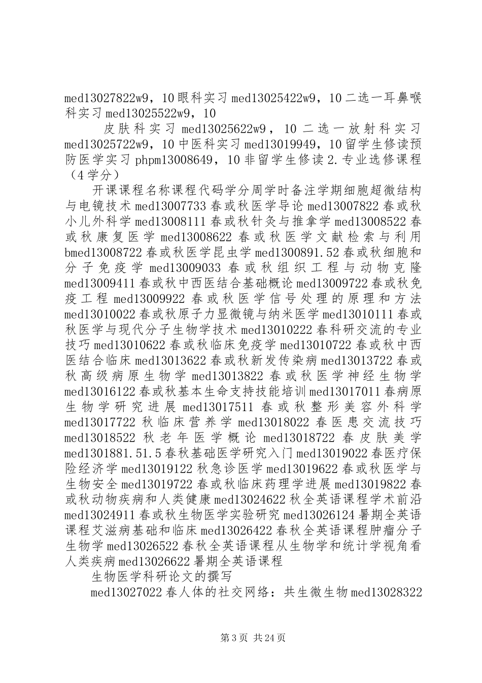 31临床医学(五年制)专业教学培养方案20XX年_第3页