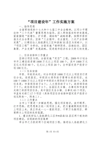 “项目建设年”工作实施方案