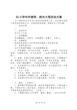 XX小学对外接待、校内大型活动方案