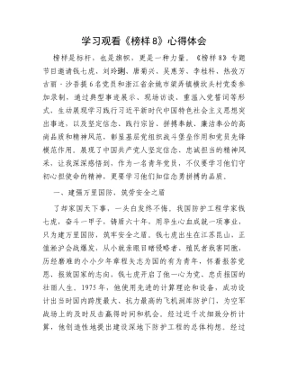 榜样8心得体会之九