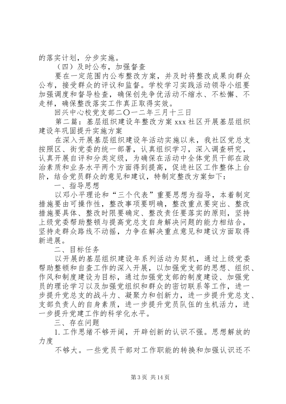 回兴小学基层组织建设年整改方案_第3页