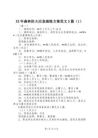 XX年森林防火应急演练方案范文5篇（1）