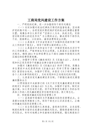 工商局党风建设工作方案