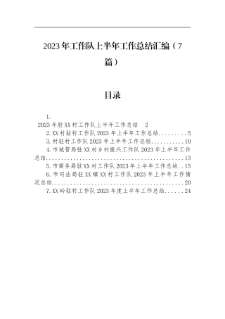 2023年工作队上半年工作总结汇编（7篇）
