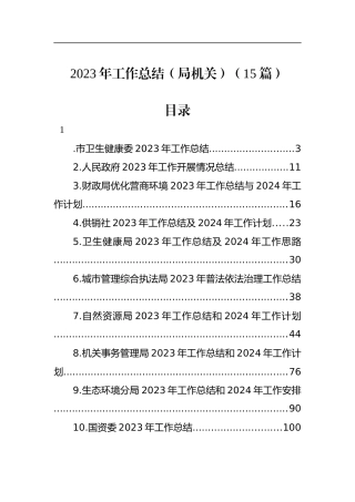 2023年工作总结（局机关）（15篇）