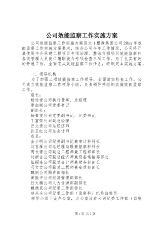 公司效能监察工作实施方案