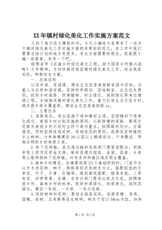 XX年镇村绿化美化工作实施方案范文
