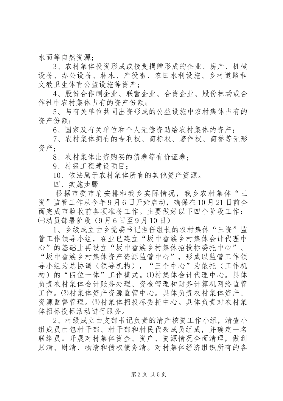 坂中畲族乡关于开展农村集体资金资产资源监督管理工作的实施方案专题_第2页