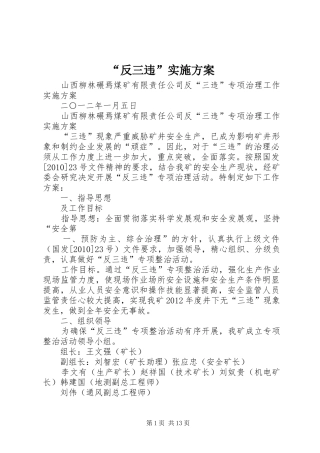 “反三违”实施方案