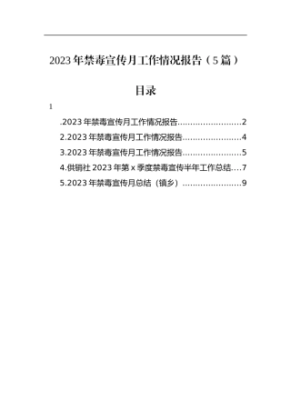 2023年禁毒宣传月工作情况报告（5篇）