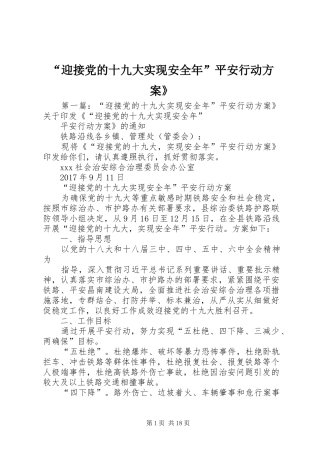 “迎接党的十九大实现安全年”平安行动方案》