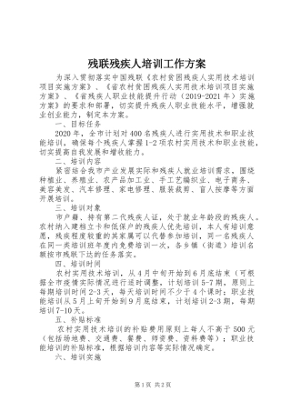 残联残疾人培训工作方案