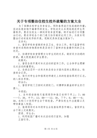 关于专项整治住校生校外就餐的方案大全